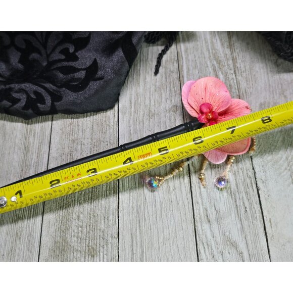 Unique Handmade Glass Beaded & Polymer Clay Asian Inspired Pink Orchid Hair Stic - Picture 7 of 7